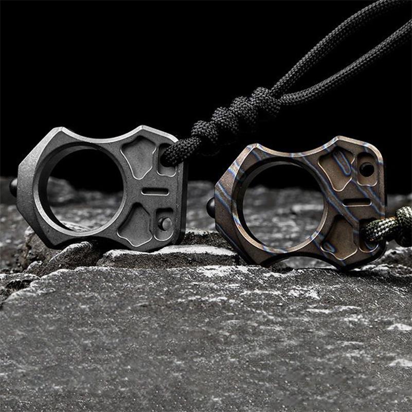 Handmade Titanium Portable Single Hole Creative EDC Outdoor Keychain Backpack Tool