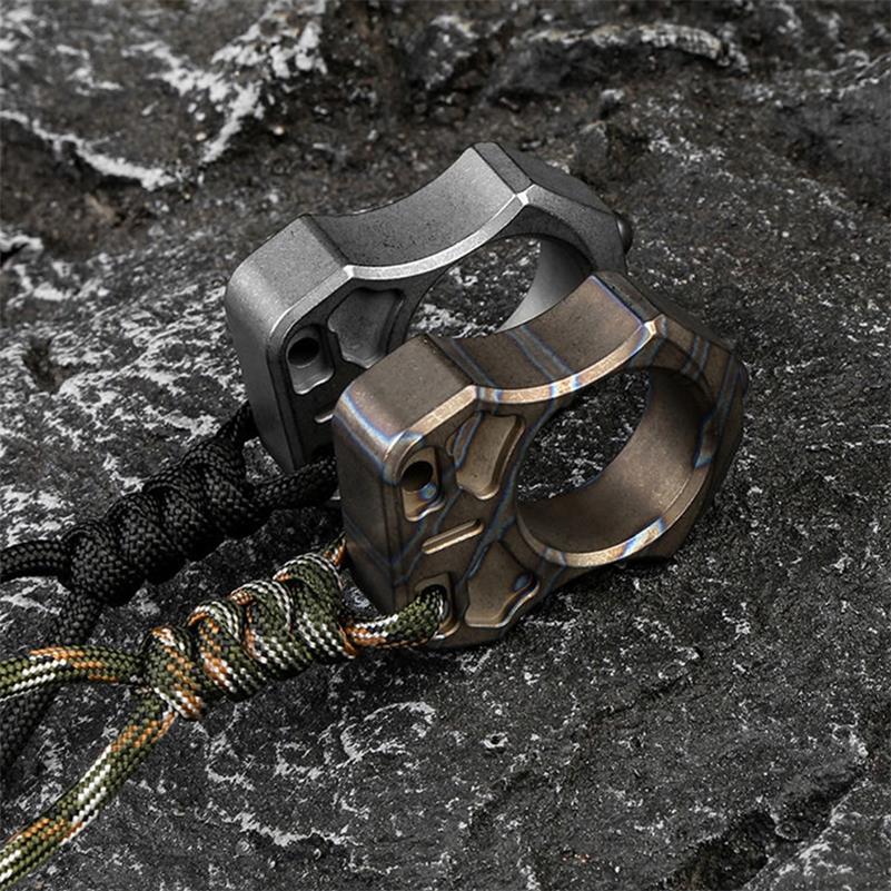 Handmade Titanium Portable Single Hole Creative EDC Outdoor Keychain Backpack Tool