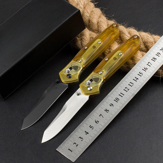 BM940 Transparent Yellow Handle D2 Steel Outdoor Folding Tool