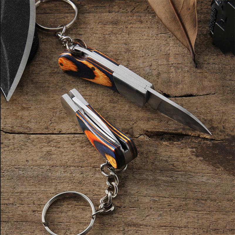 Mini Folding Keyaccessoryr Wooden Handle Pocket Backpack Tool